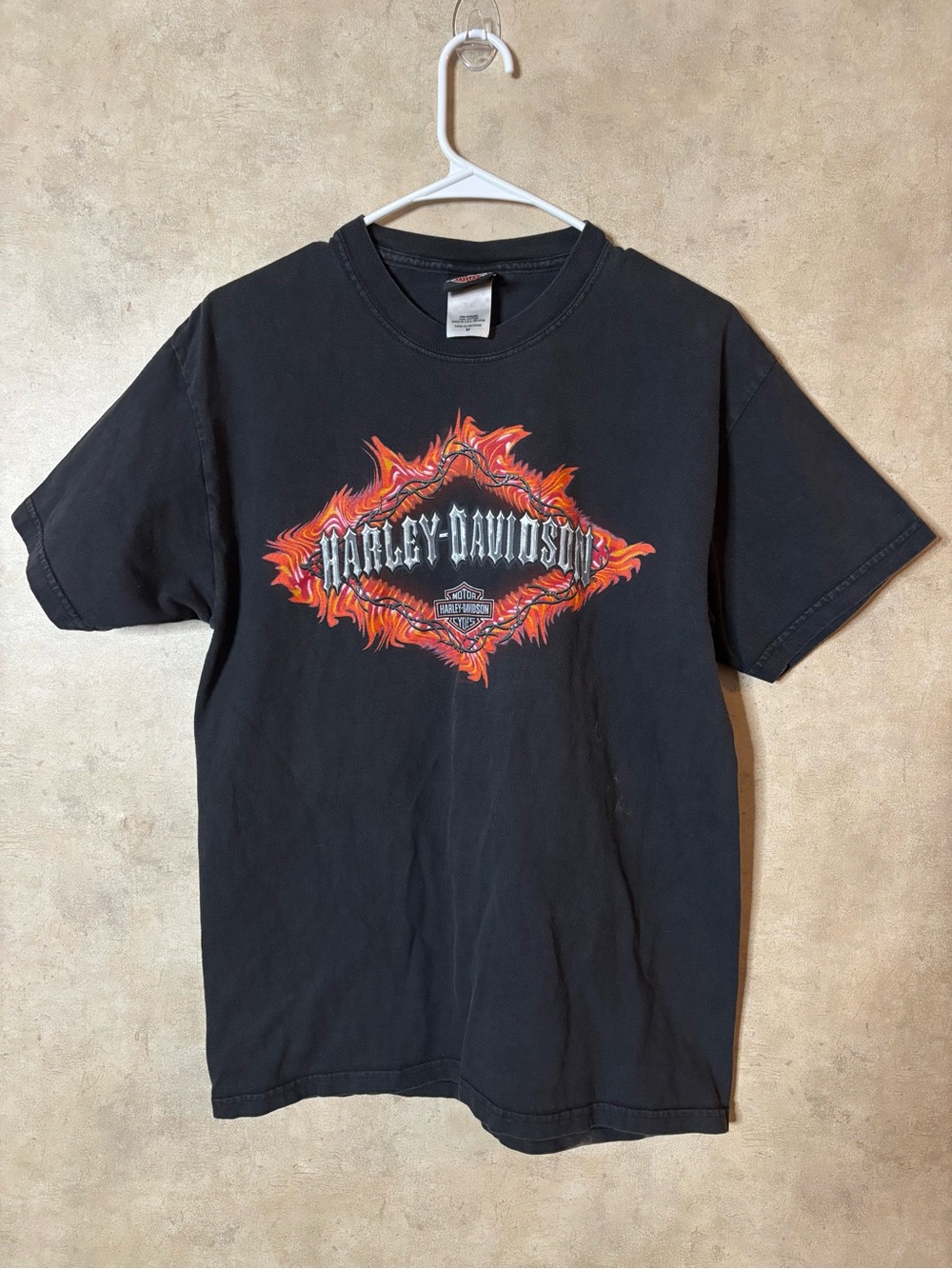 Harley-Davidson Black Tee with Orange Flame Emblem
